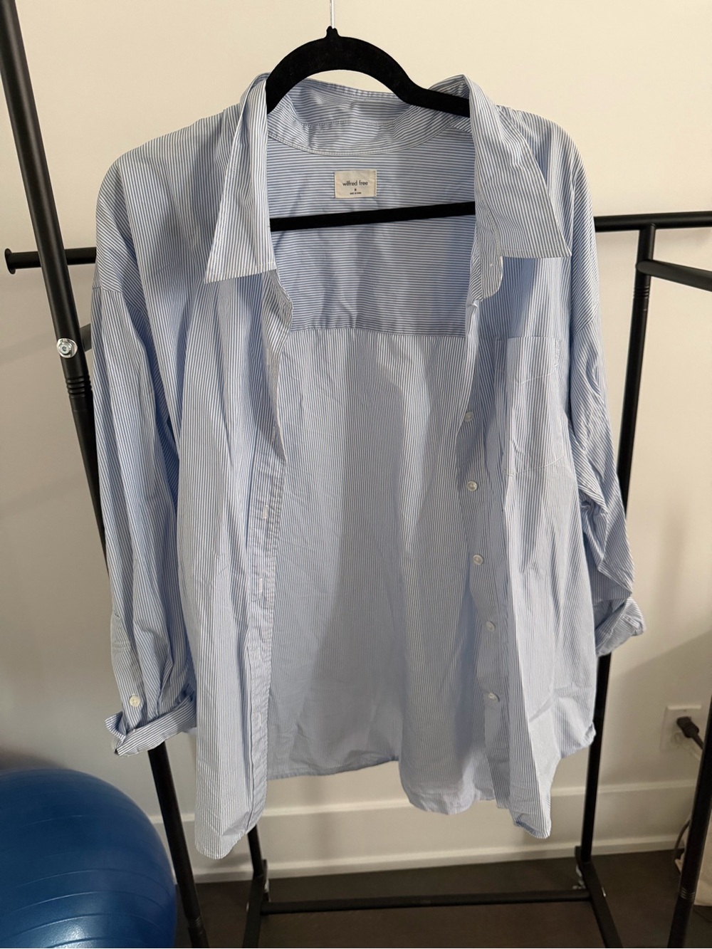 Wilfred Light Blue Pinstripe Button-Down Shirt